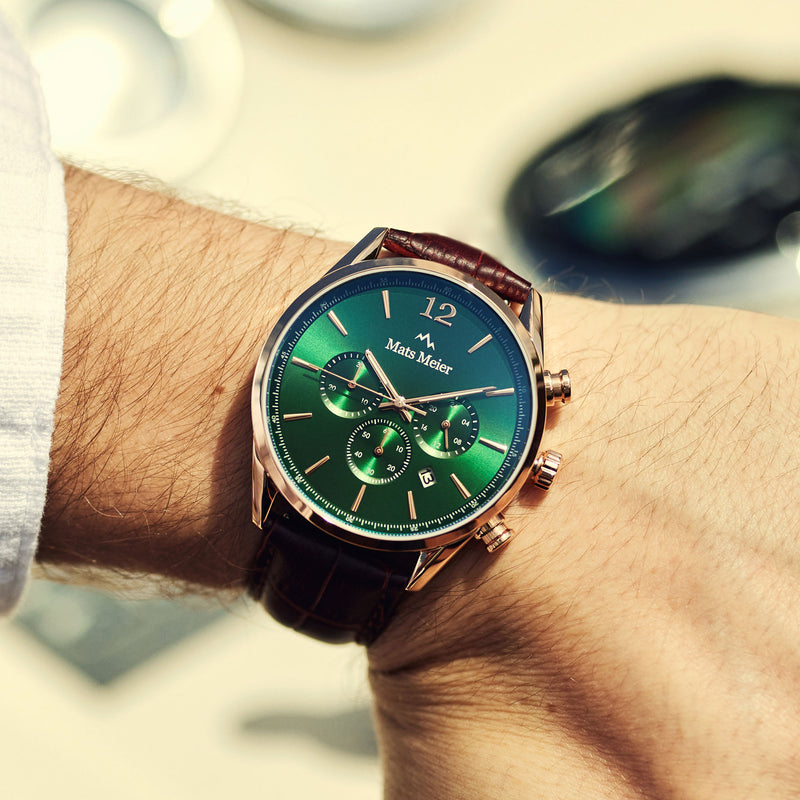 Mats Meier Grand Cornier Chrono Groen/RoseGoldfarbene Uhr MM00114-zoom-