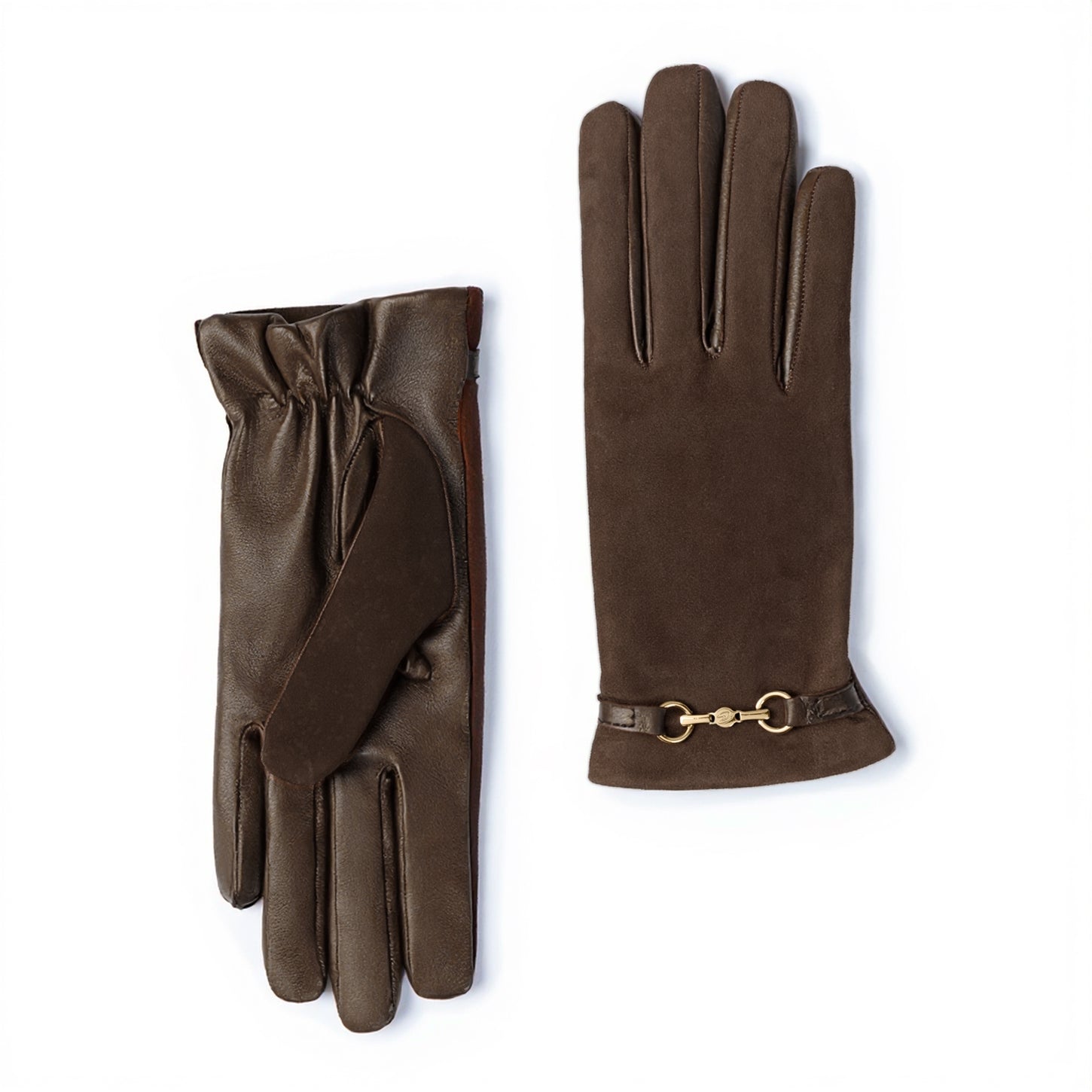 Isabel Bernard Honoré Marcelia dark brown goatskin suéde leather gloves IB67001-131-6.5