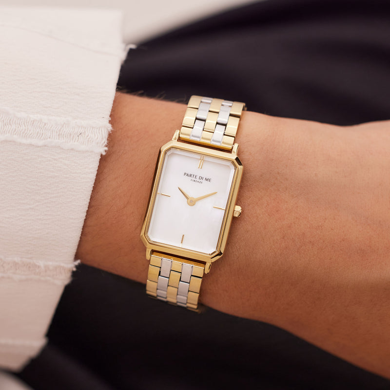 Parte Di Me Orologio Rechthoekig DamenUhr Goldfarbene und Silberfarbene PDM09008-zoom-