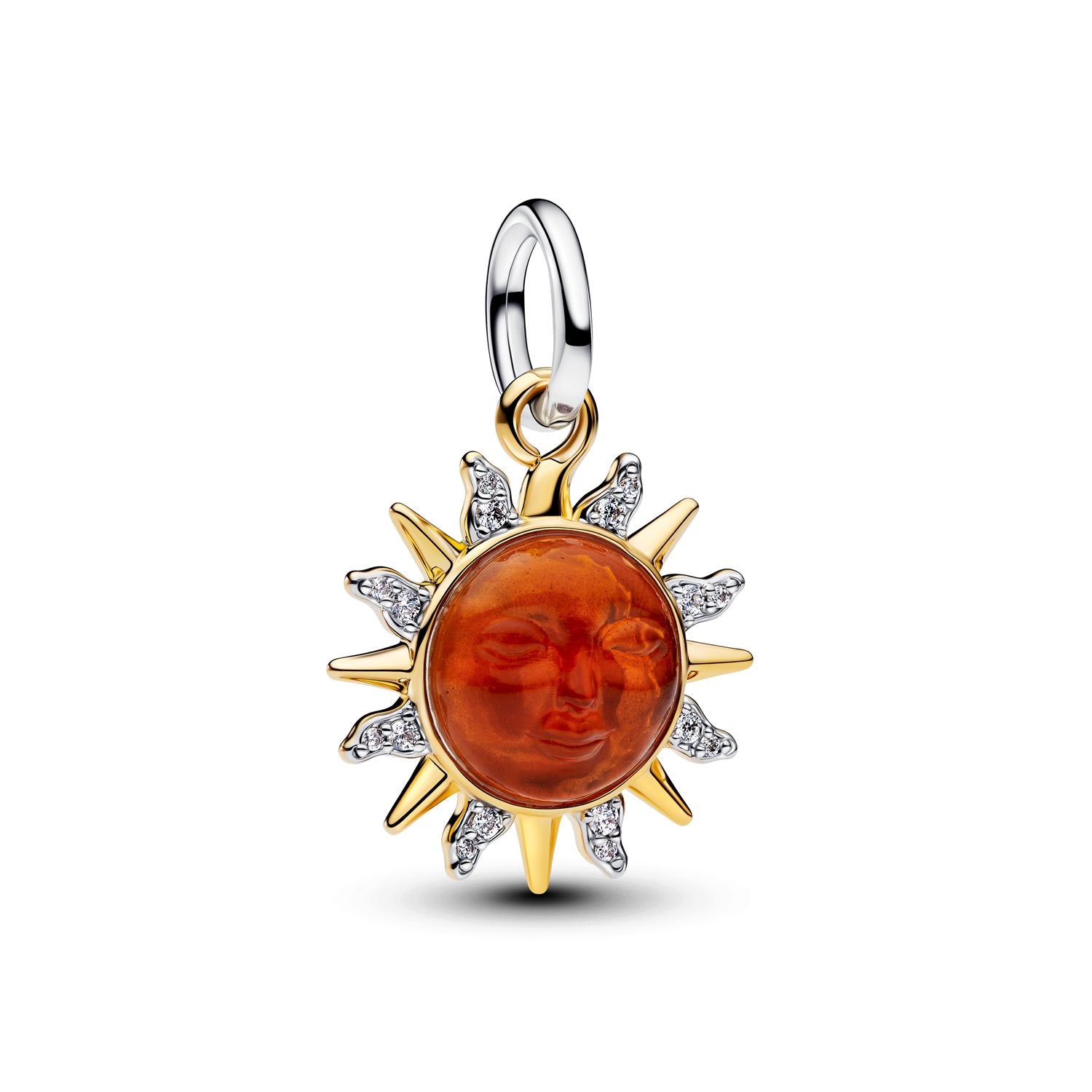 Pandora Moments Gold Plated Murano Glass and Enamel Swirling Sun Two-Tone Dangle Charm 764703C01