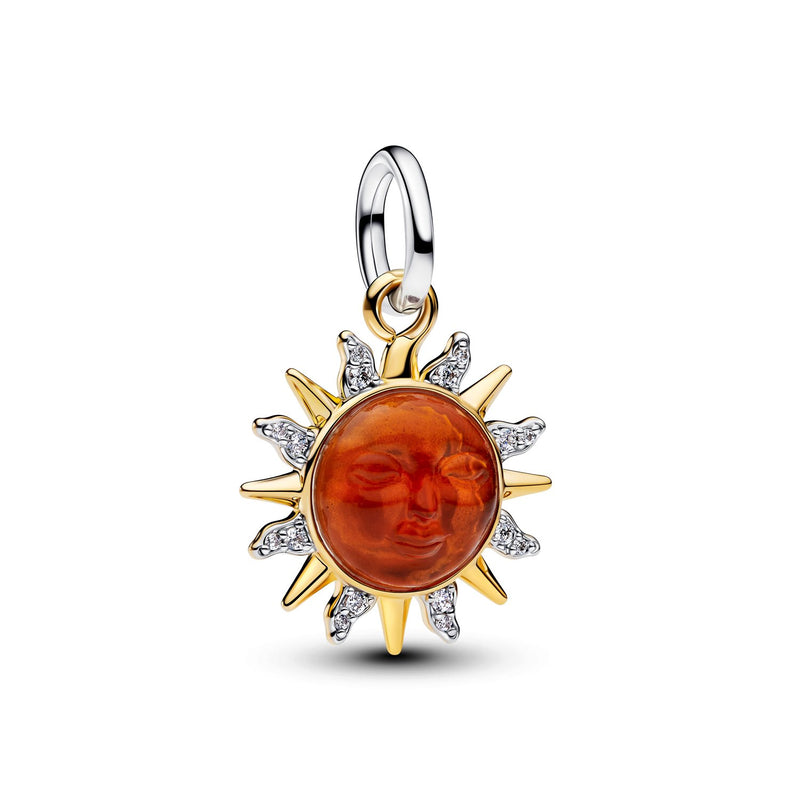 Pandora Moments Vergoldeter Murano Glass And Enamel Swirling Sun Zweifarbiger Charm-Anhänger 764703C01-zoom-