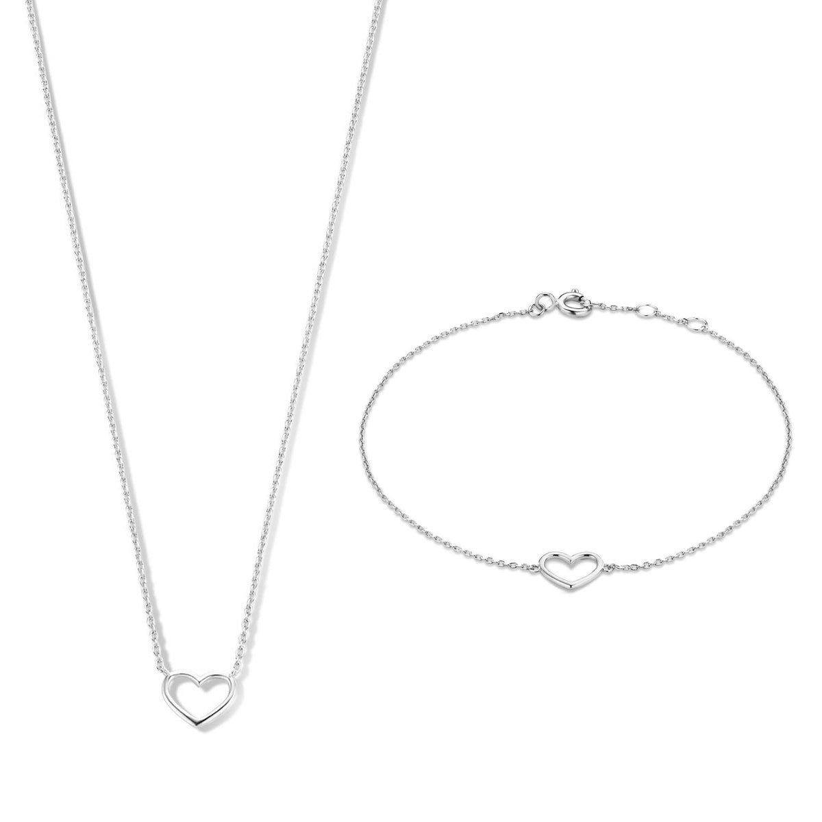 Isabel Bernard Cadeau d'Isabel 14 Carat Whitegold Necklace and Bracelet giftset IB90059