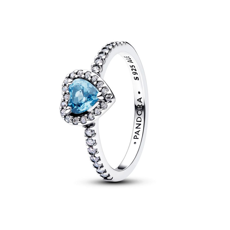 Pandora Timeless 925 Sterling Silver Elevated Light Blue Heart Ring 198421C10-54-zoom-