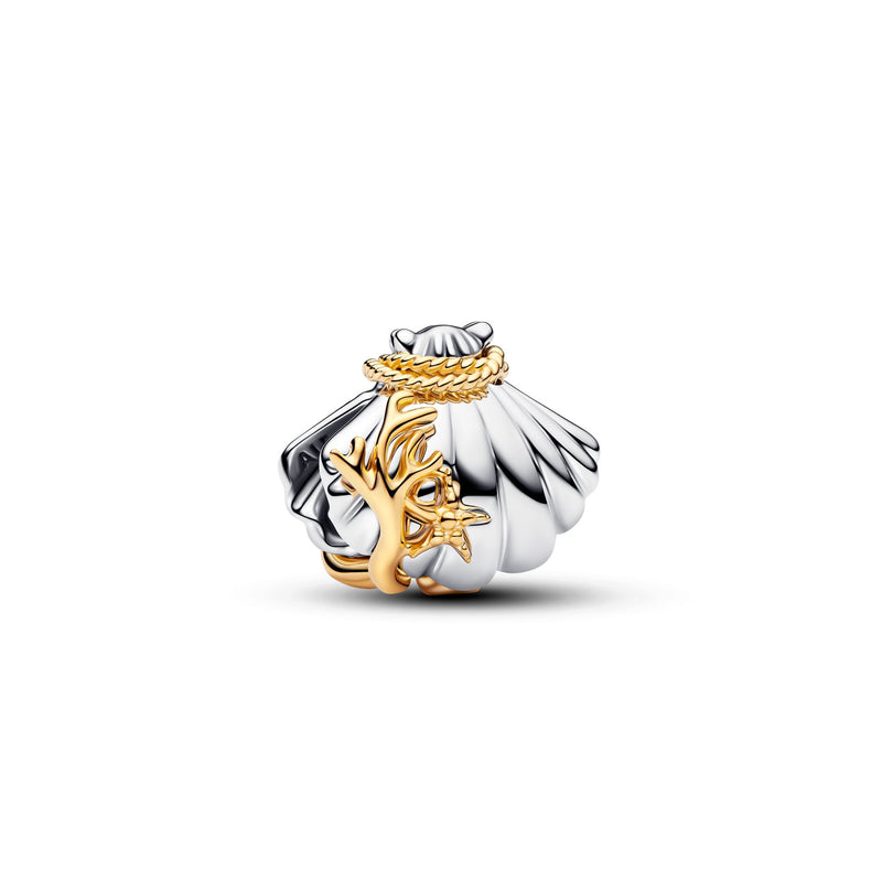 Pandora Disney Vergoldeter 0.012 ct TW Lab-Grown Diamond Disney Prinzessinnen Ariel Muschel Zweifarbiger Charm 764403C01-zoom-