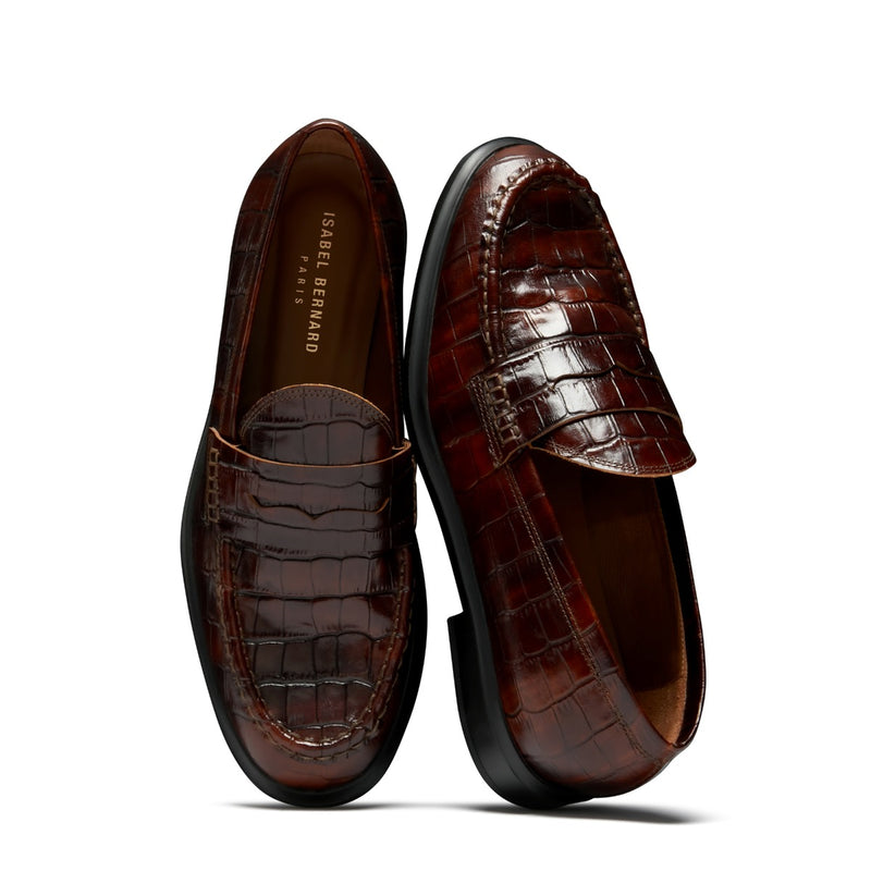 Isabel Bernard Vendôme Blandine Kroko Braun Kalbsleder Loafers IB51015-230-37-zoom-