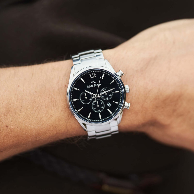 Mats Meier Grand Cornier Chrono Schwarz/Silberfarbene Uhr MM00110-zoom-