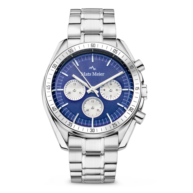 Mats Meier Arosa Racing Chronograaf HerrenUhr Silberfarbene und Blauw MM50014-zoom-