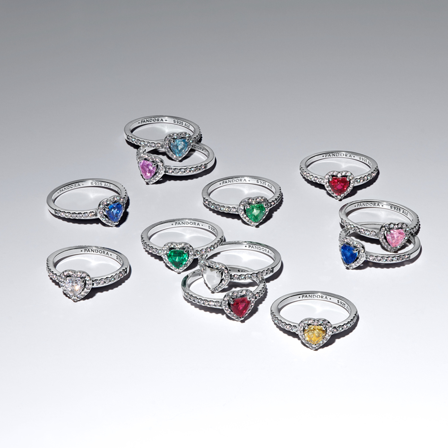 Pandora Timeless 925 Sterling Silver Elevated Royal Green Heart Ring 198421C07-54