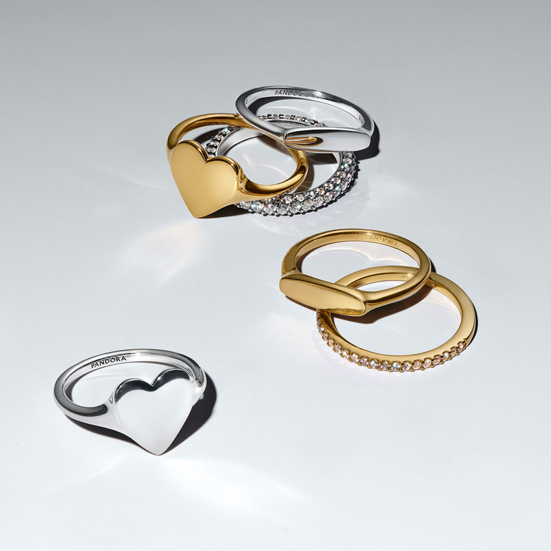 Pandora Moments Gold Plated Engravable Heart Ring 163988C00-52-zoom-