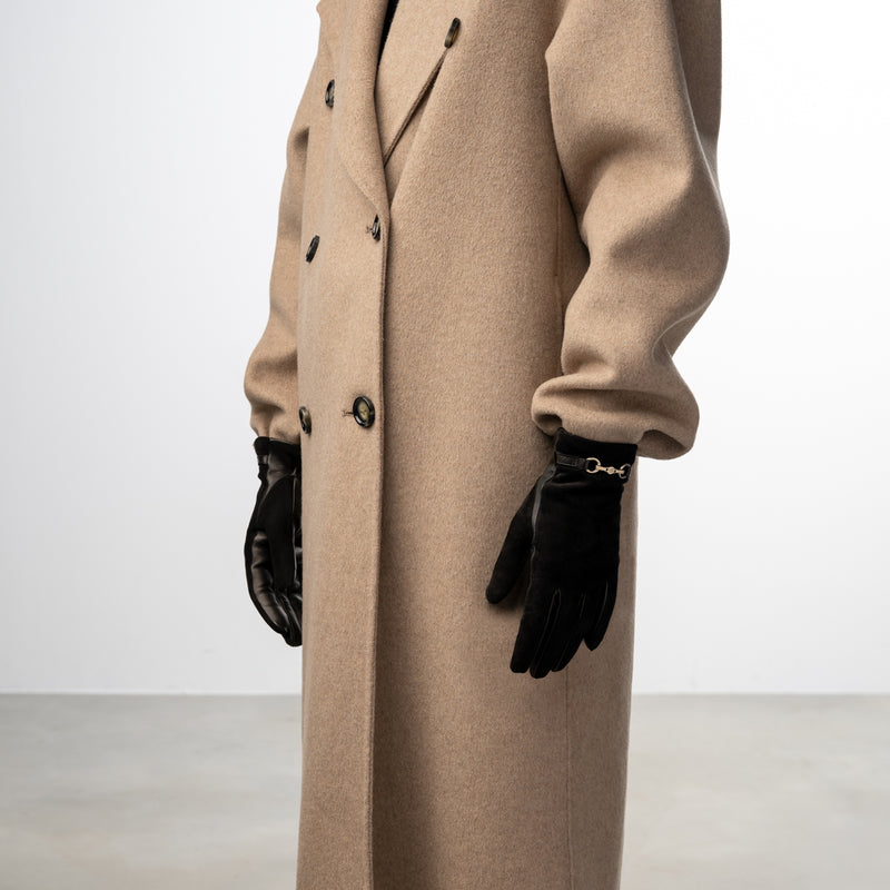 Isabel Bernard Honoré Marcelia schwarze Wildlederhandschuhe aus Ziegenleder IB67001-101-7.5-zoom-