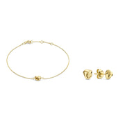 Beloro Jewels Regalo d'Amore 9 Karat Gold Armband und Ohrstecker Geschenkset mit Knoten BO90038