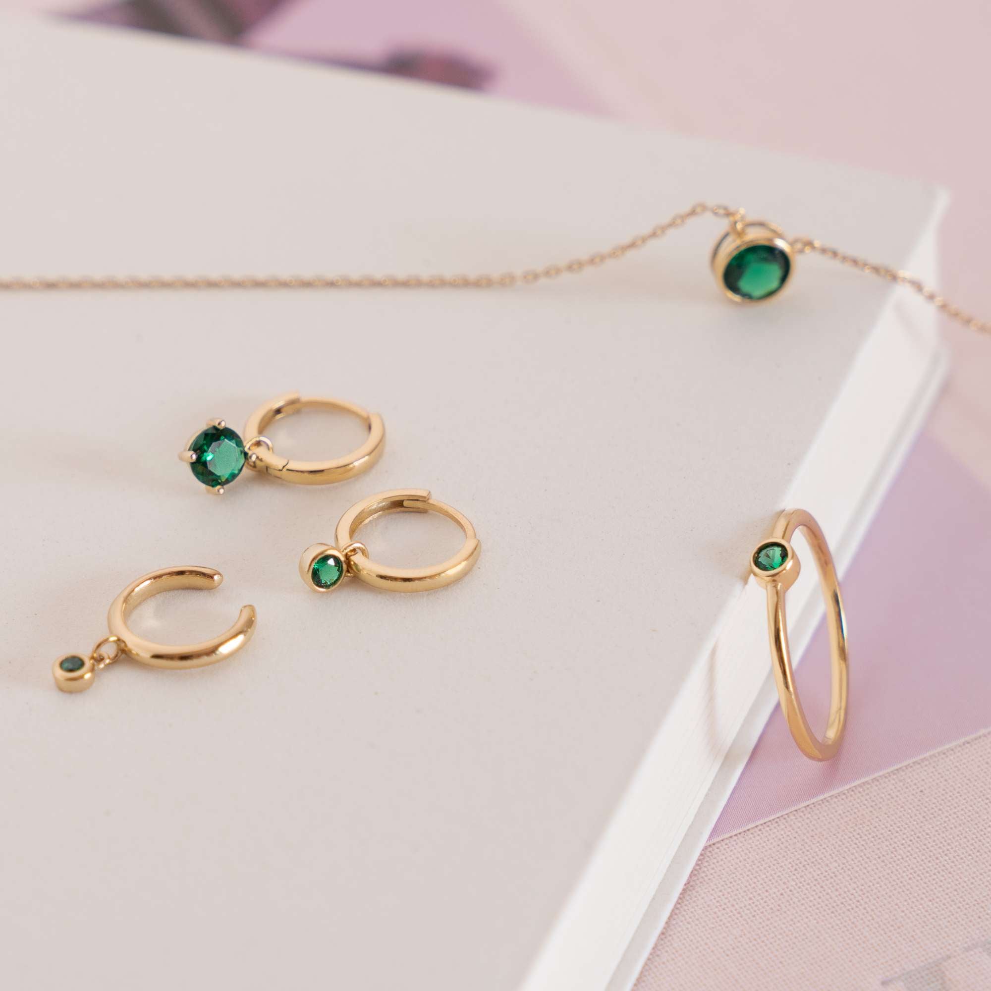 Violet Hamden Venus 925 Sterling Silver Gold-coloured Hoop Earrings with Birthstone VH360015-MAR