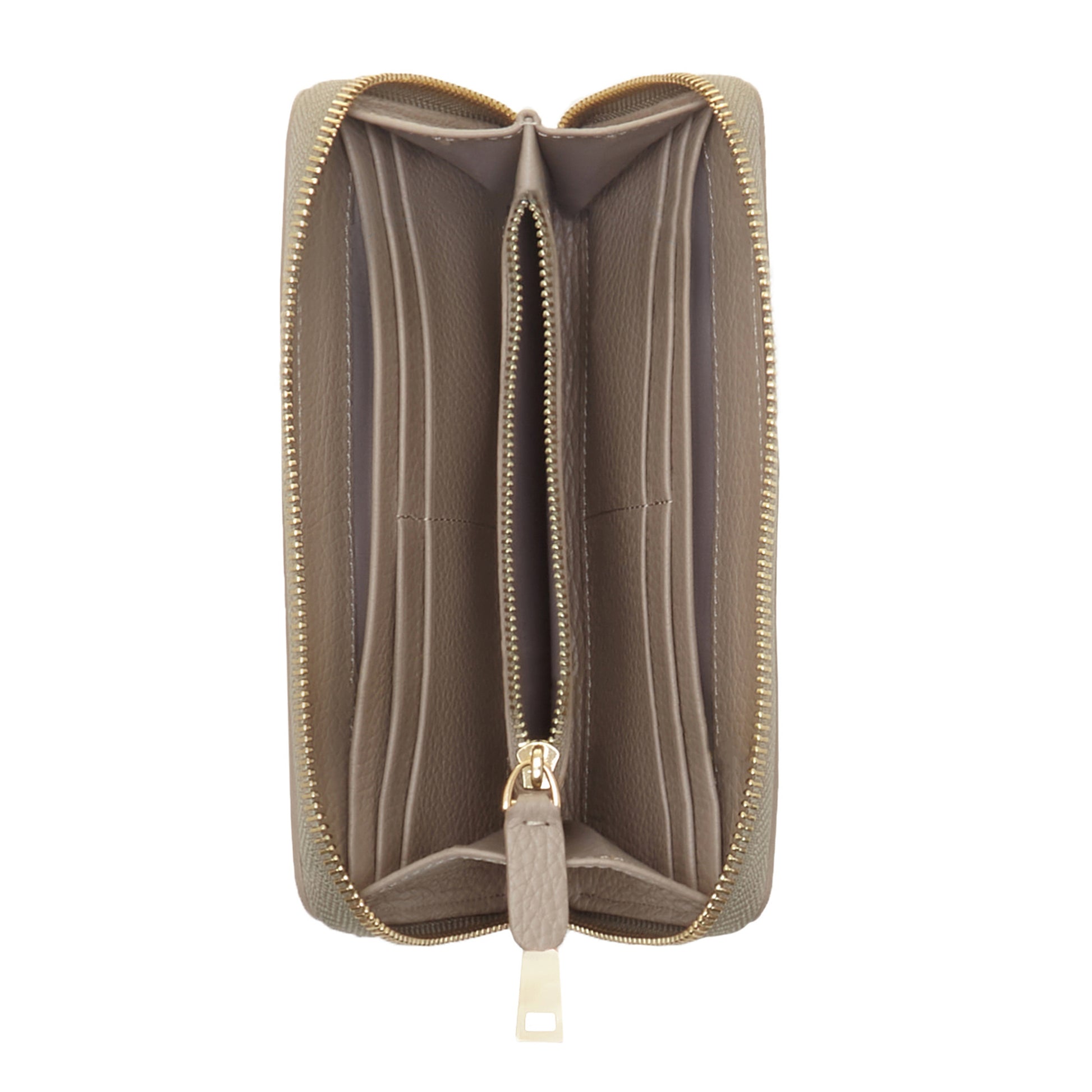 Isabel Bernard Honoré Léa Taupe Calfskin Zip Wallet IB23017