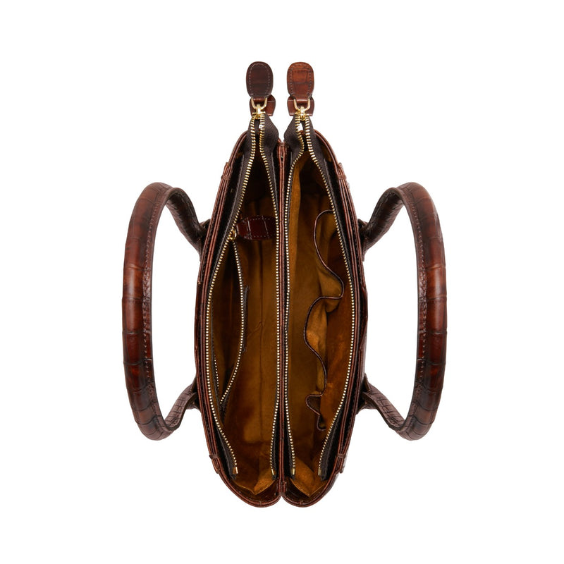 Isabel Bernard Honoré Cloe Midi Kroko Braun Kalbsleder Handtasche IB25082-230-zoom-