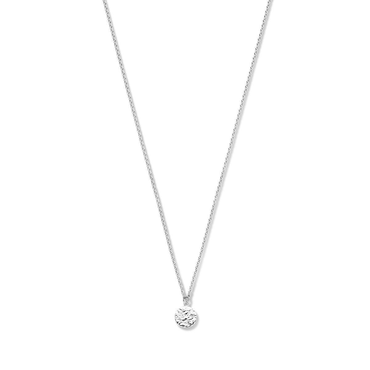 Violet Hamden Luna 925 Sterling Silver Full Moon Hammered Necklace VH14008 (Length: 45.00 cm)