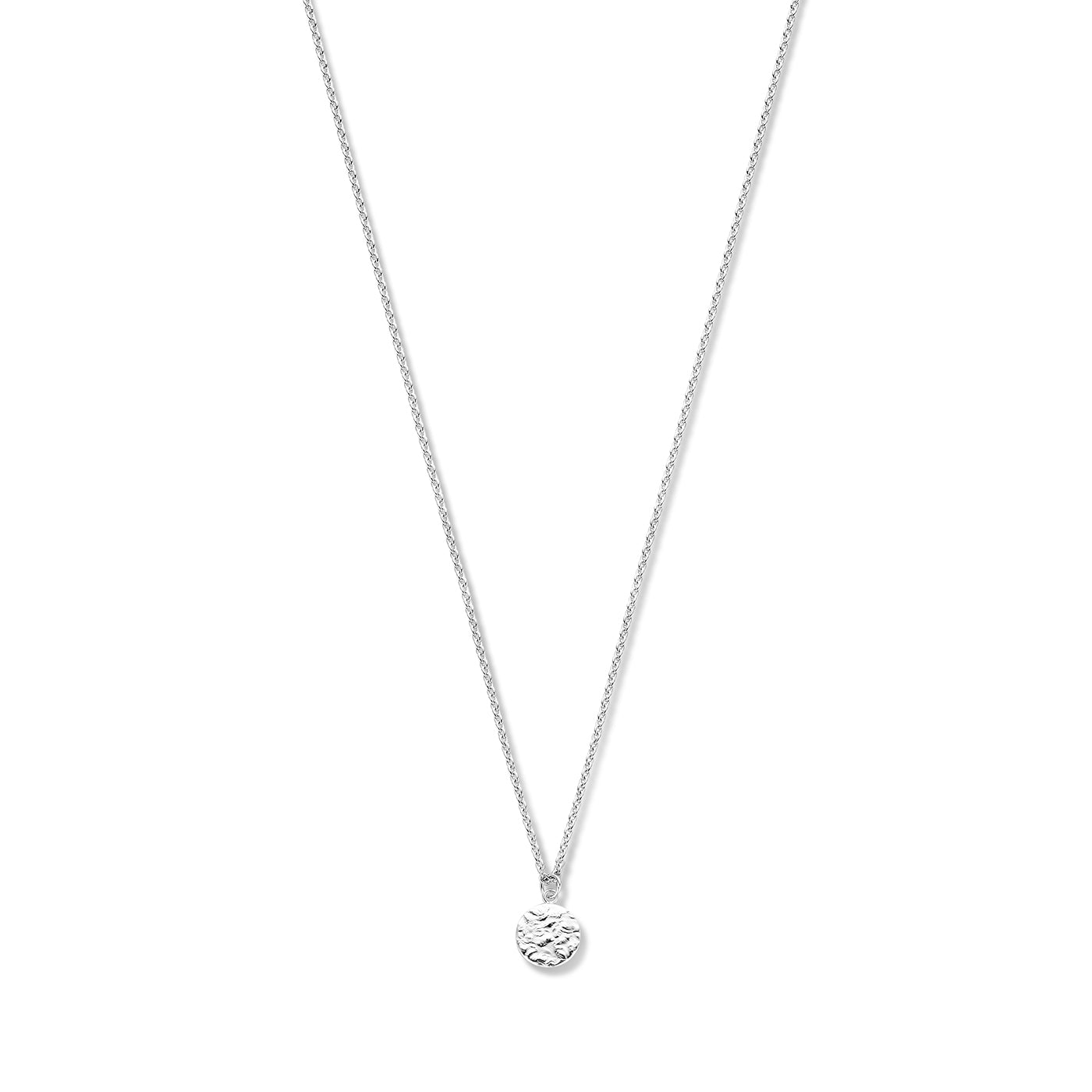 Violet Hamden Luna 925 Sterling Silver Full Moon Hammered Necklace VH14008 (Length: 45.00 cm)