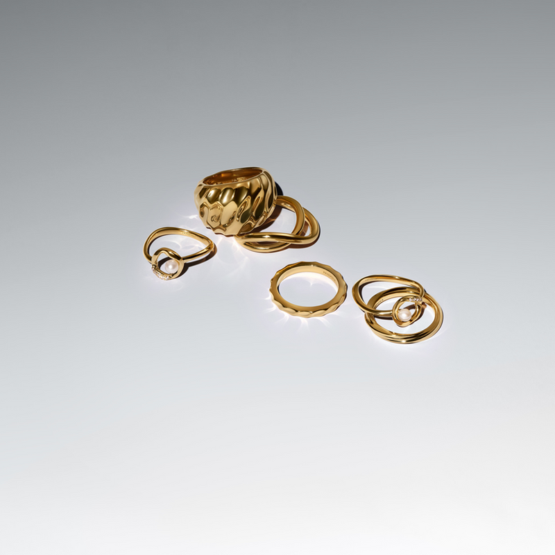 Pandora Essence Gold Plated Rippled Band Ring 163885C00-52-zoom-