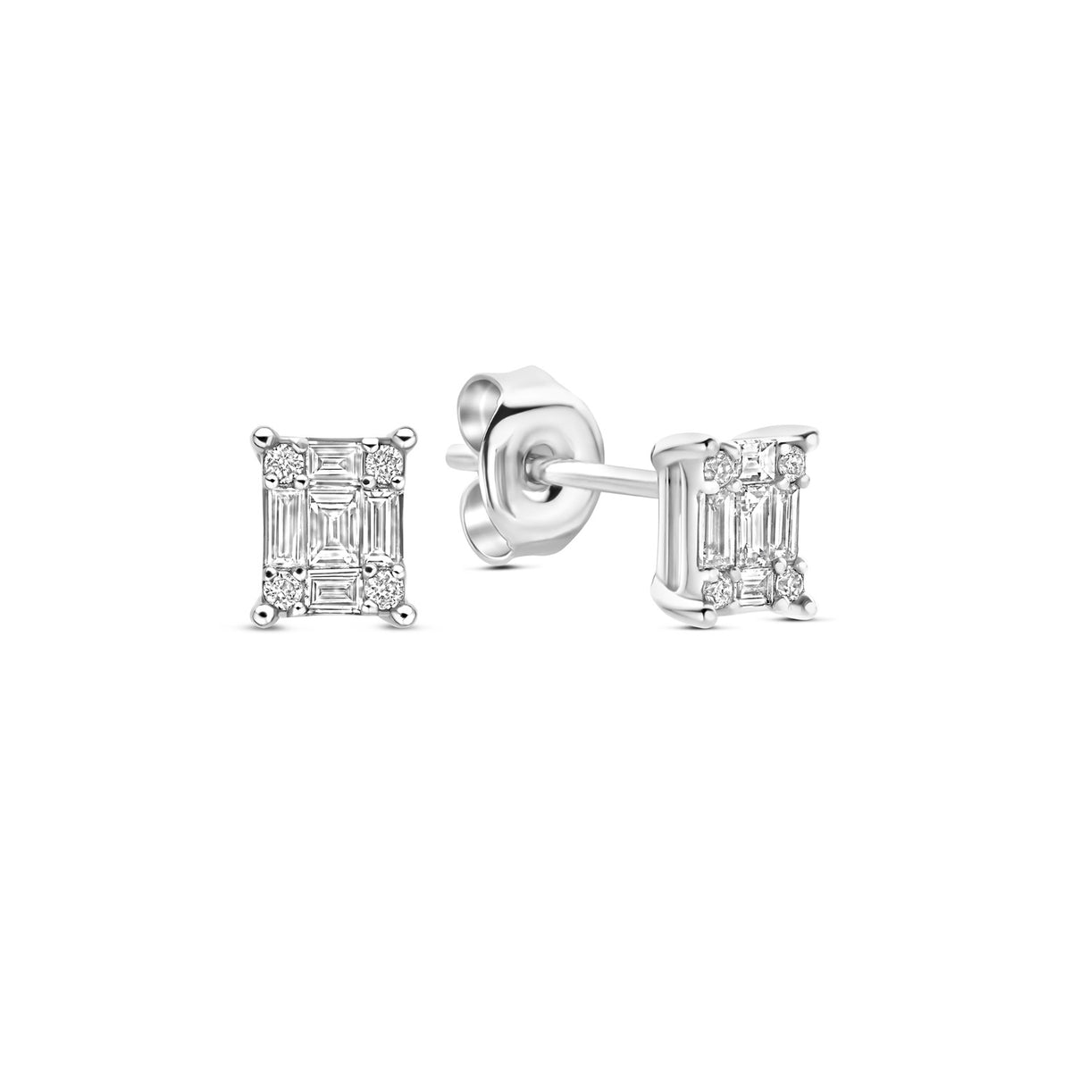 Isabel Bernard De la Paix Maxime 14 karat whitegold stud ear studs with diamond 0.22 carat IBD360031