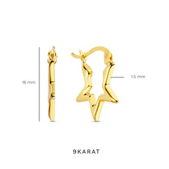 Beloro Jewels Della Spiga Luna 9 Karat Gold Star Earrings BO360083