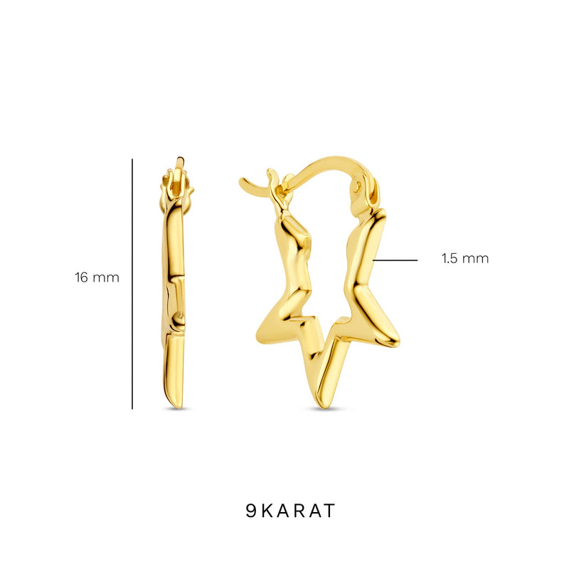 Beloro Jewels Della Spiga Luna 9 Karat Gold Star Earrings BO360083-zoom-