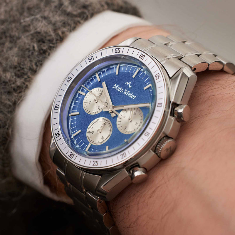 Mats Meier Arosa Racing Chronograaf HerrenUhr Silberfarbene und Blauw MM50014-zoom-