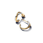 Pandora Essence Gold Plated Organically Shaped Two-tone Hoop Earrings 263880C00