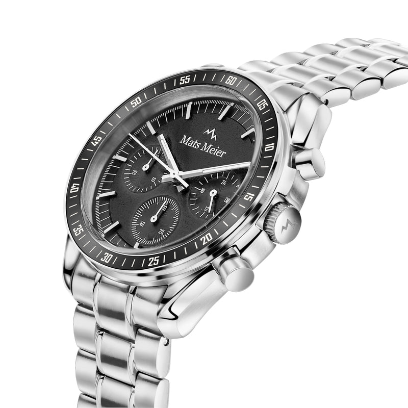 Mats Meier Arosa Racing Chronograaf HerrenUhr Silberfarbene und Schwarz MM50012-zoom-