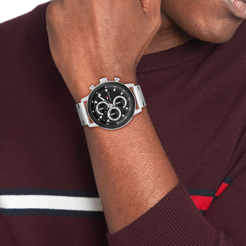 Tommy Hilfiger Rocky Silberne Und Schwarze Herrenuhr TH1792181-zoom-