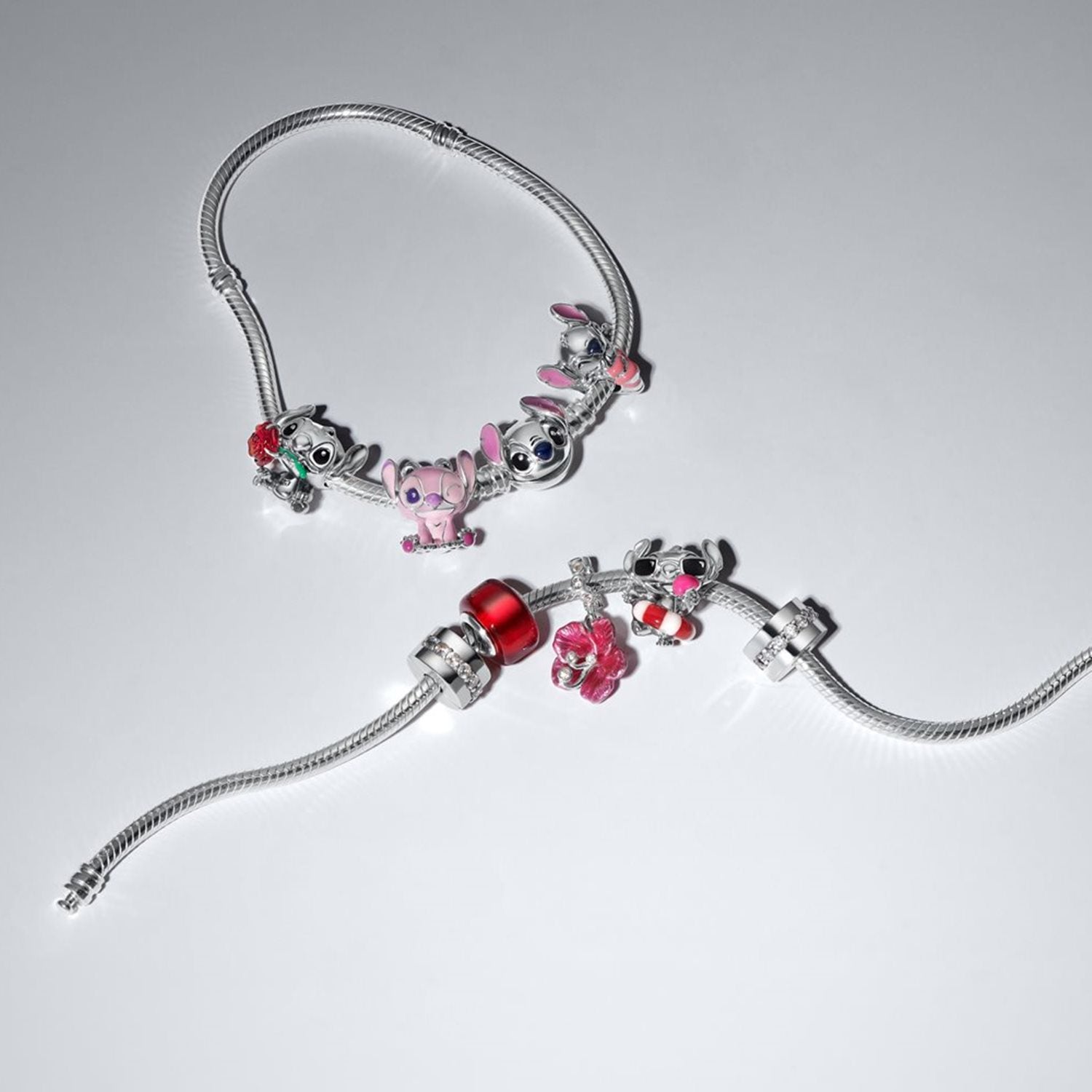 Pandora Moments 925 Sterling Silver Enamel Cubic Zirconia Hibiscus Dangle Charm 794698C01