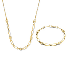 Isabel Bernard Cadeau d'Isabel 14 karat gold necklace and bracelet gift set with chains IB90181