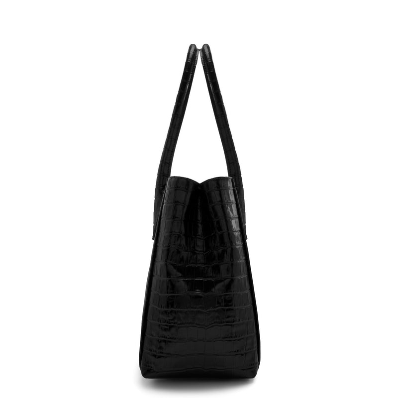 Isabel Bernard Honoré Cloe Midi Kroko Schwarz Kalbsleder Handtasche IB25082-201-zoom-
