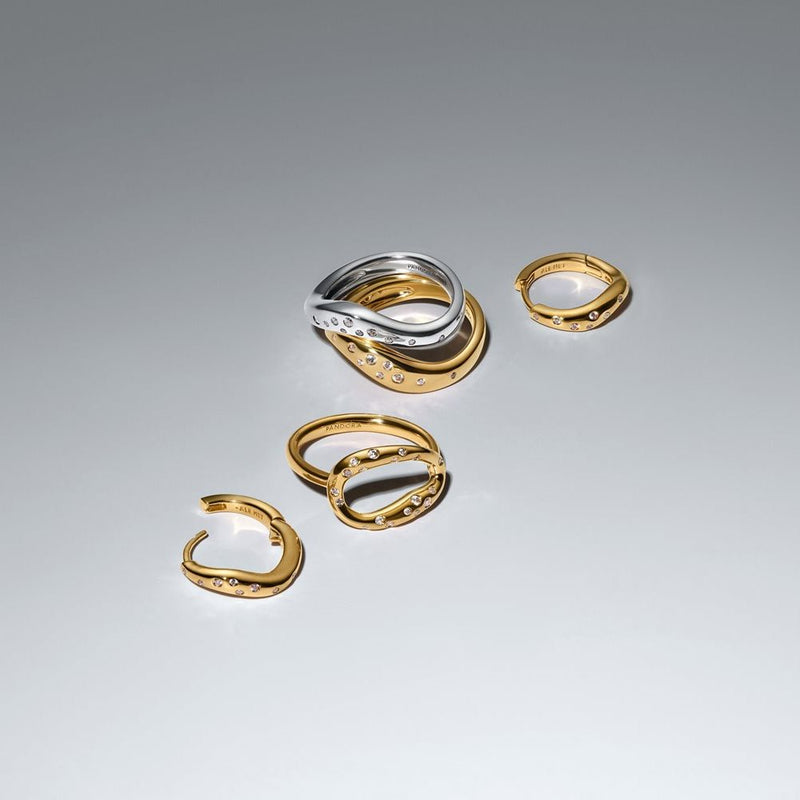 Pandora Essence Vergoldete Organisch Geformte Zweifarbige Stacking Rings 164674C01-zoom-