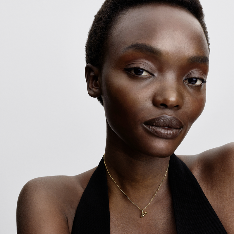 Pandora Essence Gold Plated Organic Shaped Necklace With Small Heart-Shaped Pendant 364360C00-45-zoom-