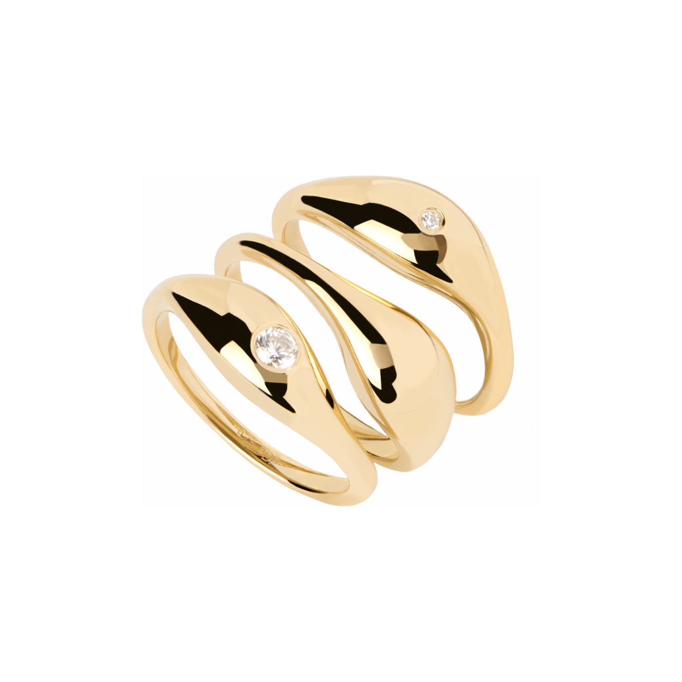 P D Paola The New Essentials 925 Sterling Silver Ring AN01-994-10with18K Gold Plating