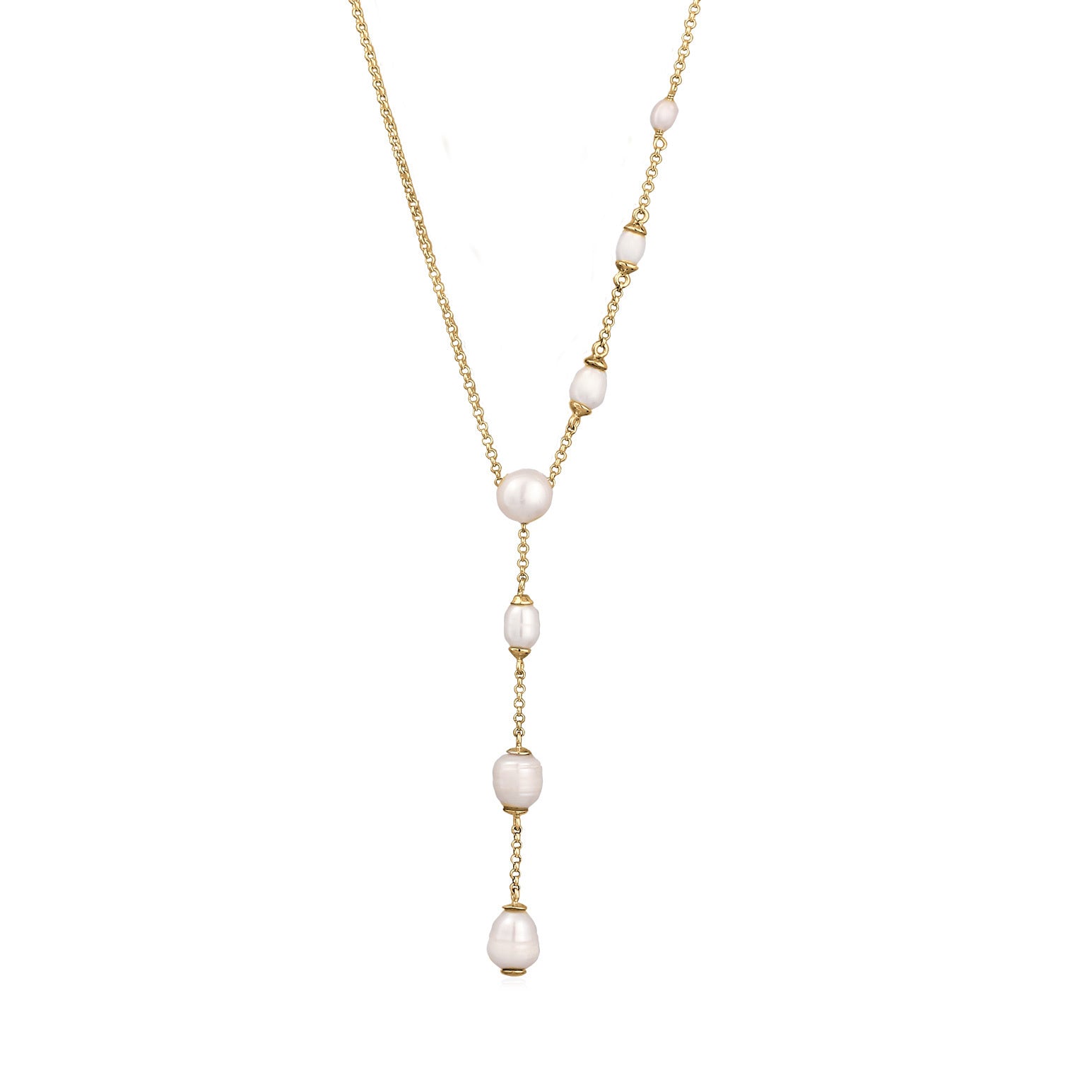 Elli 925 Sterling Silver Y Chain Pearl Necklace Gold plated 2004-BF-0008264-001