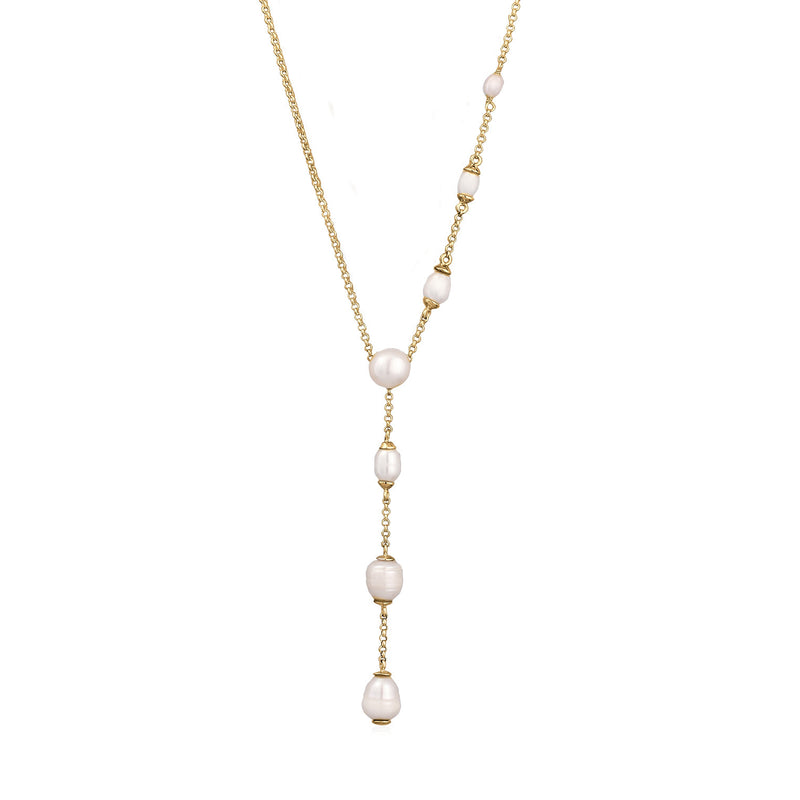 Elli 925 Sterling Silver Y Chain Pearl Necklace Gold plated 2004-BF-0008264-001-zoom-