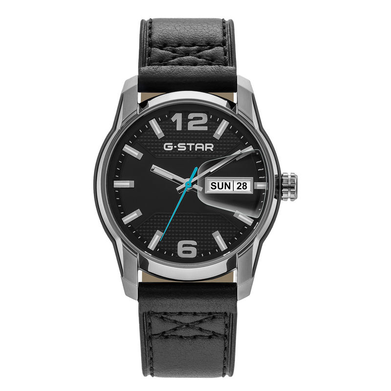 G-STAR Selvedge Schwarze Leder-Herrenuhr GSW.507.02-zoom-