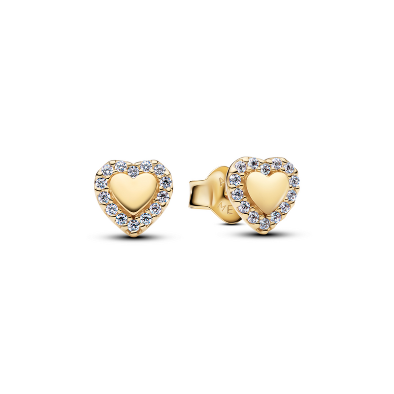 Pandora Timeless Gold Plated Heart Halo Stud Earrings 264363C01-zoom-
