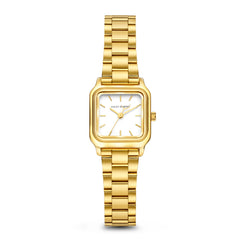 Violet Hamden Dawn Base Square Women's Watch Gold Coloured and White VH09040