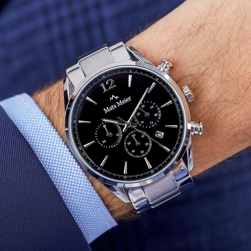 Mats Meier Grand Cornier Chrono Schwarz/Silberfarbene Uhr MM00110-zoom-