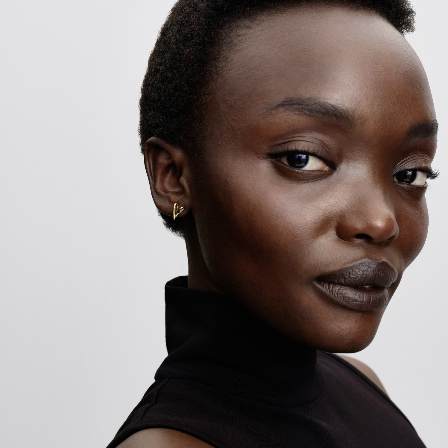 Pandora Essence Gold Plated Organically Shaped Heart Stud Earrings 264393C00