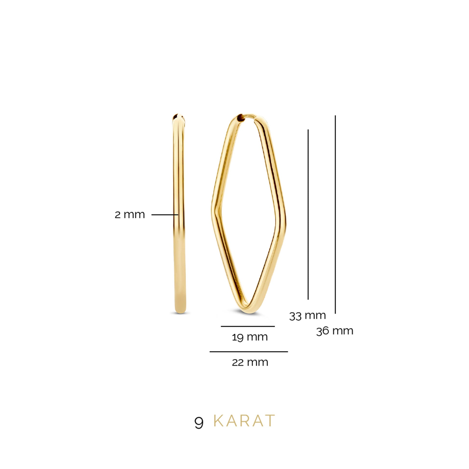 Beloro Jewels La Rinascente Fiorenza 9 carat gold Hoop Earrings BO360055