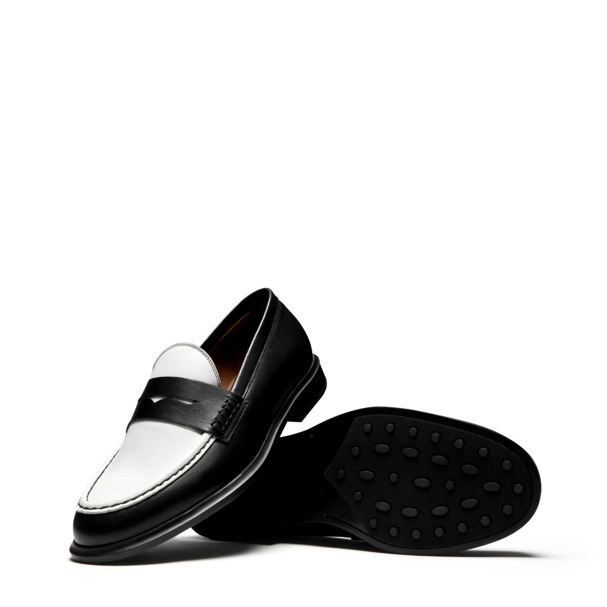 Vendôme Blandine Black and White Calfskin Leather Loafers IB51015-10176-37