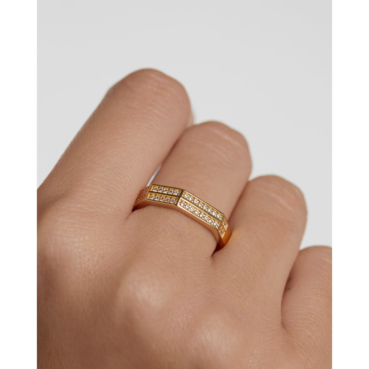 P D Paola The New Essentials 925 Sterling Silver Ring AN01-A06-16with18 Carat Gold Plating