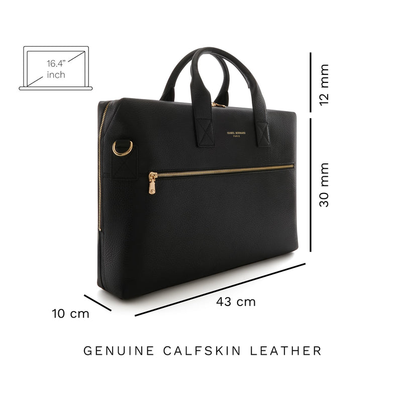 Isabel Bernard Honoré Anique Handtasche aus schwarzem Kalbsleder IB25071-zoom-