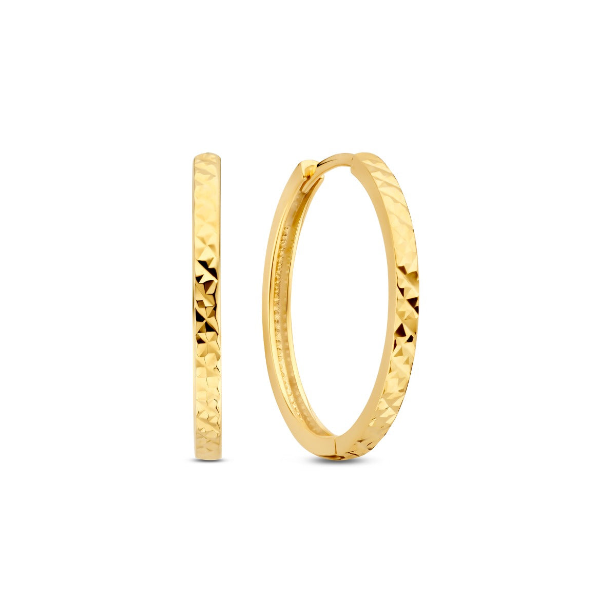 Beloro Jewels Regalo d'Amore 9 karat gold hoop earrings gift set with diamond cut BO90042