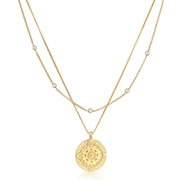 Elli 925 Sterling Silver Layered Coin Necklace with Zirconia 2004-BF-0008196-001