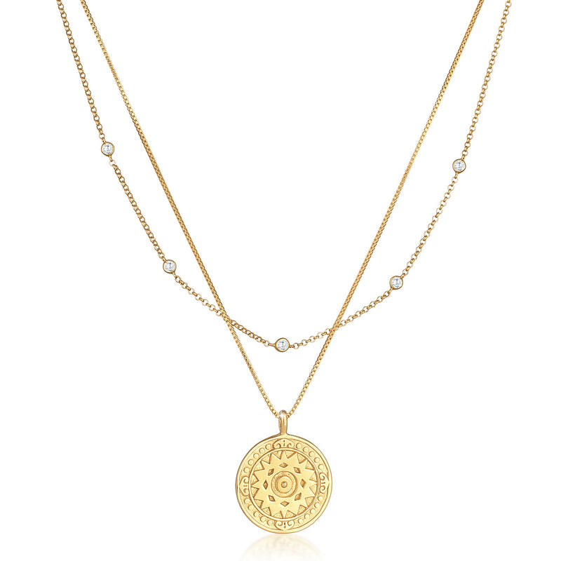 Elli 925 Sterling Silver Layered Coin Necklace with Zirconia 2004-BF-0008196-001-zoom-