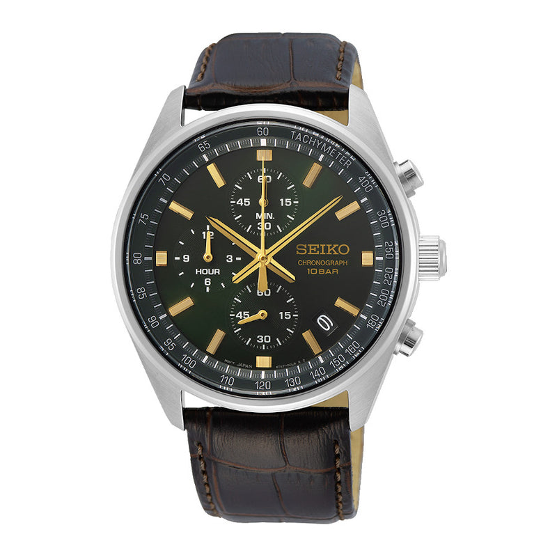 Seiko Chronograph herren Uhr Braun SSB385P1-zoom-