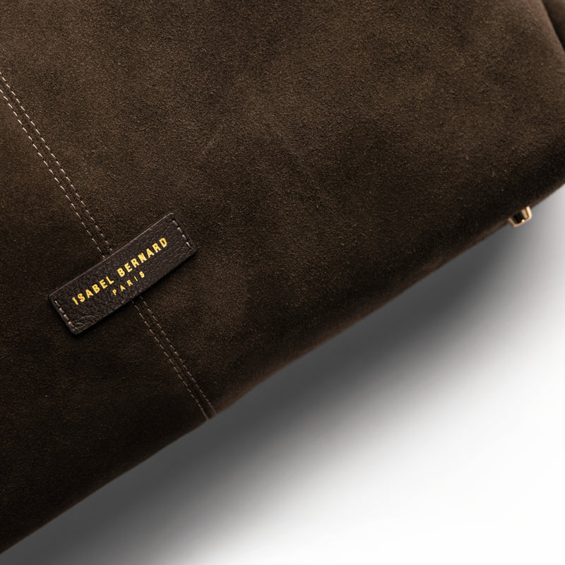 Isabel Bernard Honoré Grace dunkelbraune Wildleder-Schultertasche IB25093-131-zoom-